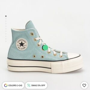 Converse Women's High-Top Sneakers - Light Blue and Cream suede material.